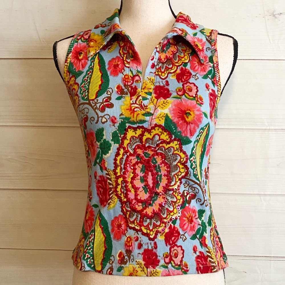 Chaudry Sport KC Ribbed Sequined Sleeveless Top